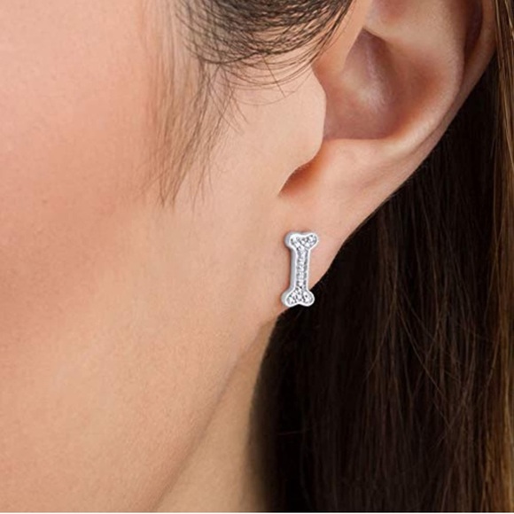 Natural Diamond Dog Bone Earrings - Picture 3 of 10